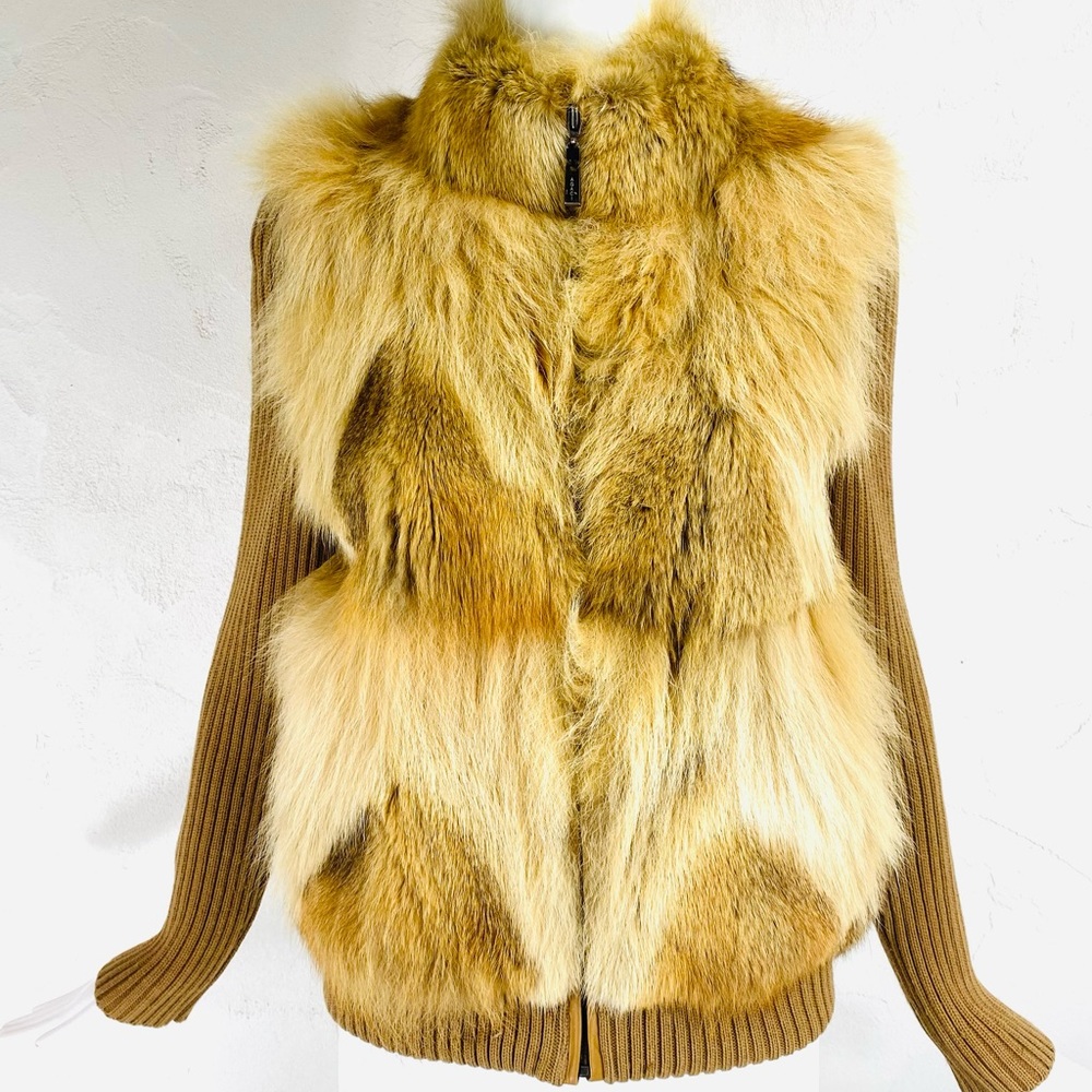 Vintage Fox Fur knitted sleeve jacket